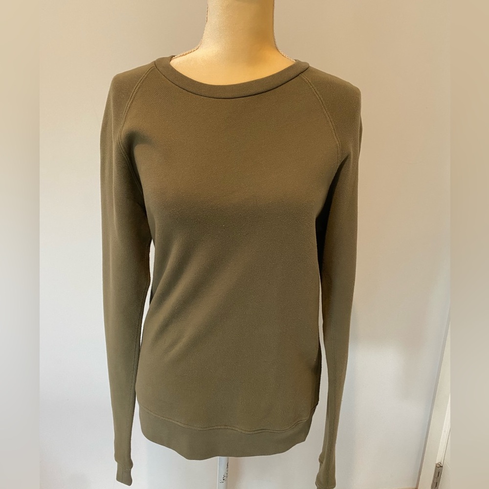 John Elliott Olive Green Khaki Crewneck Sweatshirt, Size 1